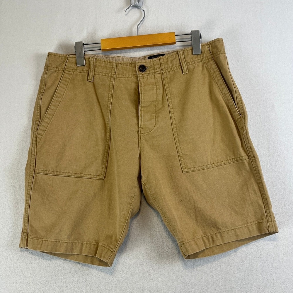 Lucky Brand Mens Type L-54C Utility Shorts Tan Khaki Button Fly Size 33